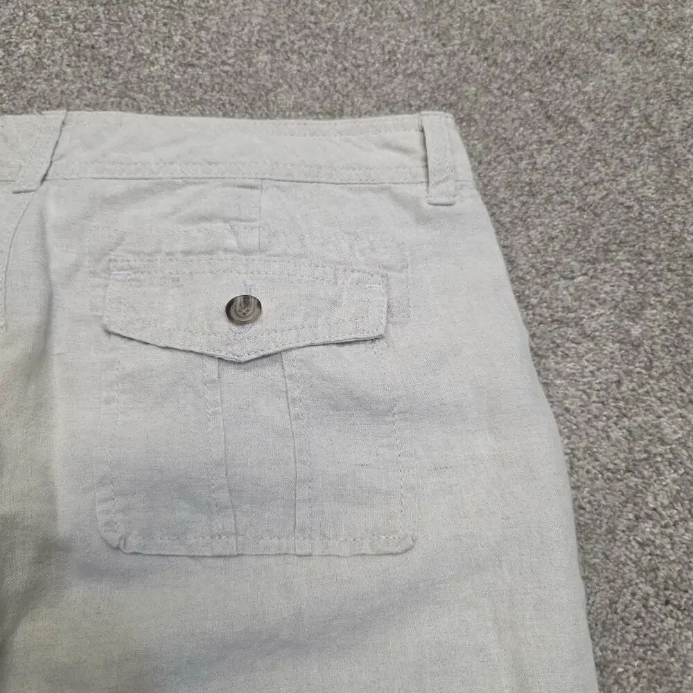 Banana Republic Women's Cargo Capri Pants Size 8P Petite Khaki Linen Blend